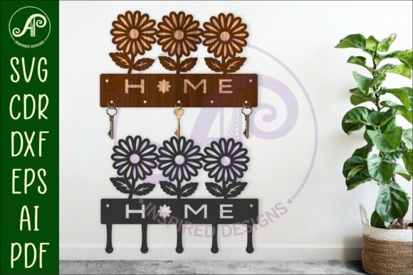 3 Daisies Key Holder Designs for Laser & Craft Projects