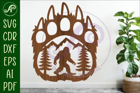 Bear Paw Print with Bigfoot Wall Sign