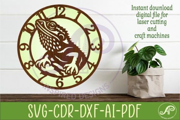 Bearded Dragon Lizard Clock SVG, Reptile Design