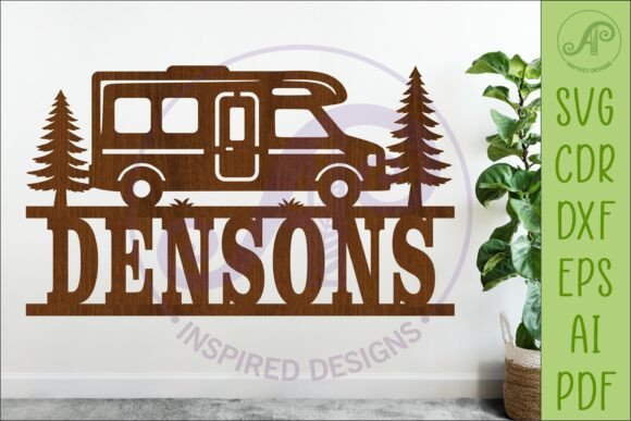 Camping Family Name Sign SVG, Campervan