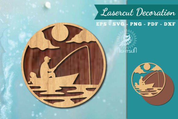 Crafting Nautical Charm with Fishing Round Lasercut Wall Decor SVG 2