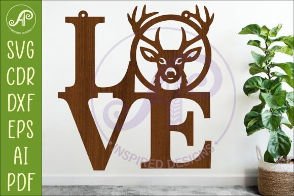 Deer LOVE SVG, Rustic Deer Head Sign SVG