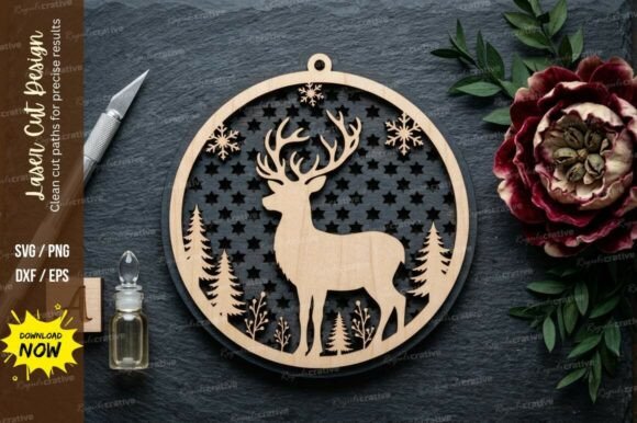 Deer Round Frame Laser Cut Svg: A Premium Design File Set