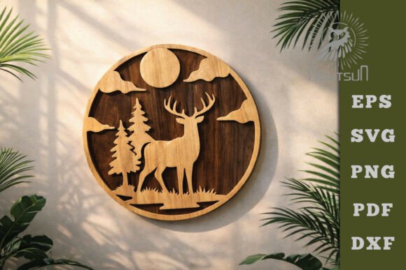 Deer Round Laser Cut Wall Decor SVG