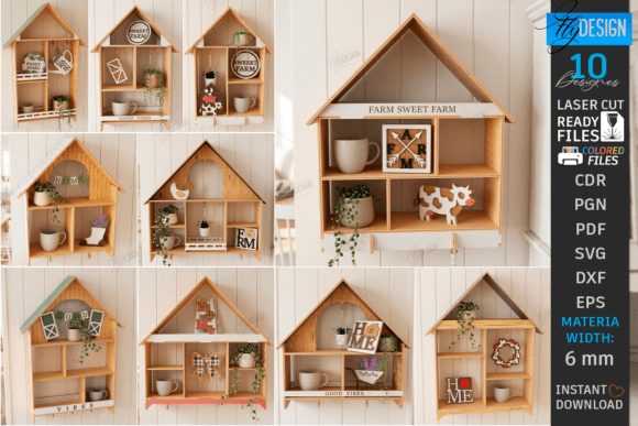 Farmhouse Wall Shelves Laser Cut Bundle