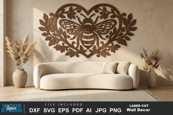 Floral Bee Laser Cut SVG: Elegant Design for Crafting