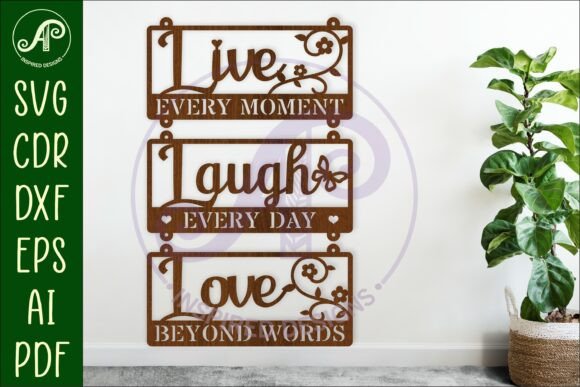 Live, Laugh, Love Wall Sign SVG for DIY Decor