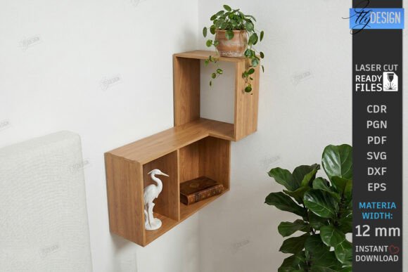 Modern Corner Shelf Design Laser Cut