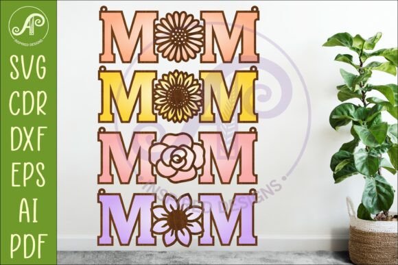 MOM Flower SVG Bundle: 4 Floral Mom Sign Designs