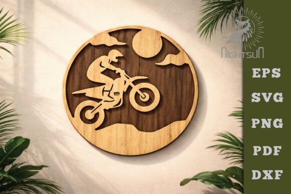 Motocross Round Lasercut Wall Decor SVG for Dynamic Designs