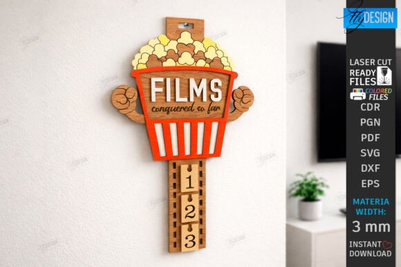 Movie Tracker Laser Cut: Wall Decor SVG