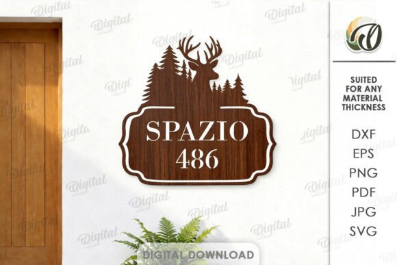 Nature-Inspired House Number Plaque Laser Cut Design