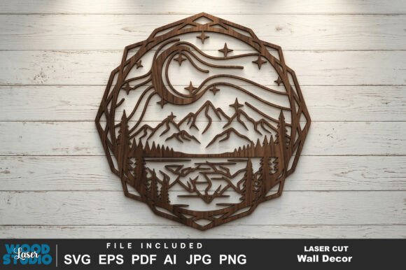 Night Moon Wall Art Laser Cut SVG