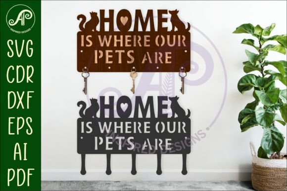Pet Key Holder SVG: Cat & Dog Key Rack Designs
