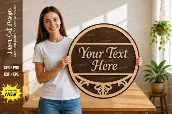 Precision Craftsmanship: The Round Name Frame Laser Cut Svg Cutting File Set