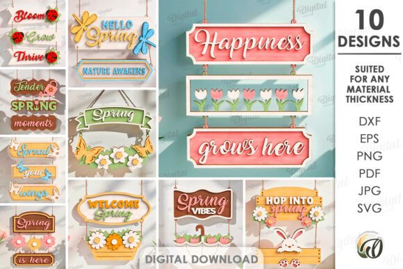 Refresh Your Space with Hello Spring Wall Decors Bundle Laser