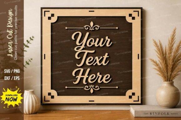 Square Text Frame Laser Cut Svg Cutting