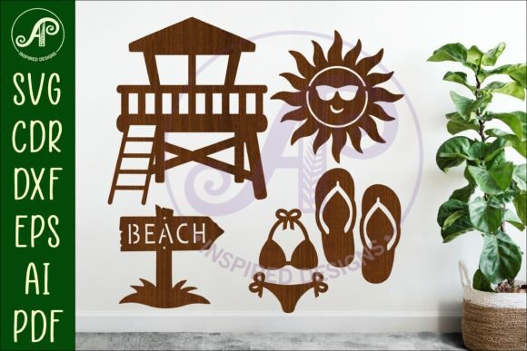 Summer Beach Silhouettes Laser Cut out 1