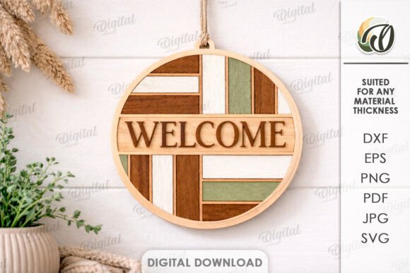 Welcome Round Sign Laser Cut