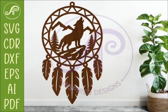 Wolf Dreamcatcher Laser Cut File, Wild Spirit in Your Craft